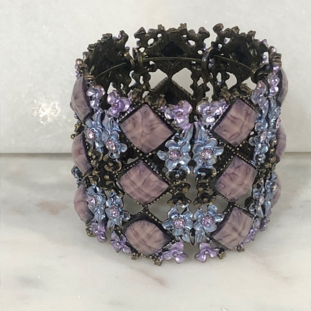 NICE Vintage 60's Chunky Wide LARGE Statement Cuff Bracelet - Picture 2 of 7